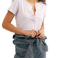 Free People Women's What's Up Button Front Tee Lilac Size X-Small
