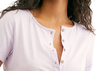 Free People Women's What's Up Button Front Tee Lilac Size X-Small