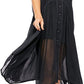 Free People Women's Black Button Up Fit + Flare Dress Navy Size Small