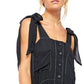 Free People Women's Black Button Up Fit + Flare Dress Navy Size Small