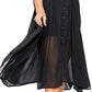 Free People Women's Black Button Up Fit + Flare Dress Navy Size Small