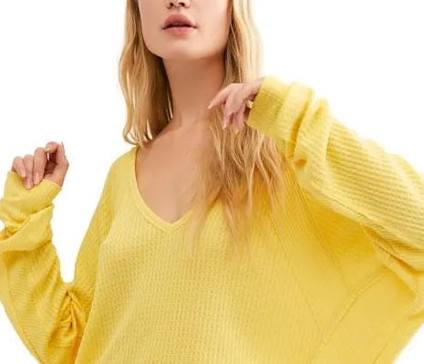 Free People Women's Santa Clara Thermal Top Yellow Size X-Small