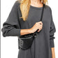 Free People Women's Amelia Cotton Waffle Knit Thermal Top Black Size Large