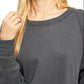 Free People Women's Amelia Cotton Waffle Knit Thermal Top Black Size Large