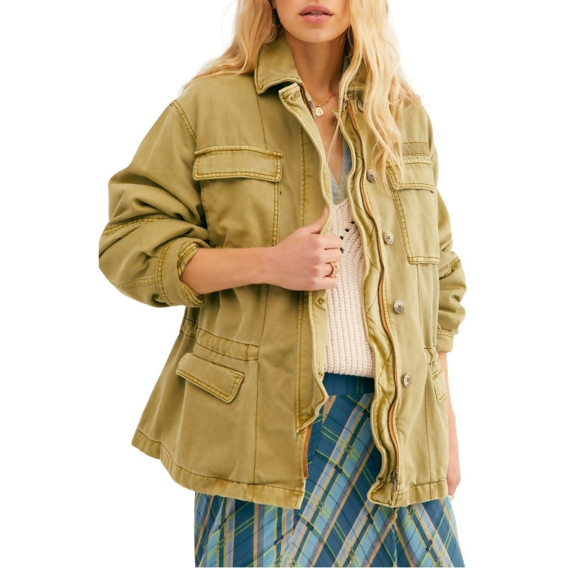 Free People Women's Seize The Day Jacket  Green Size Extra Small