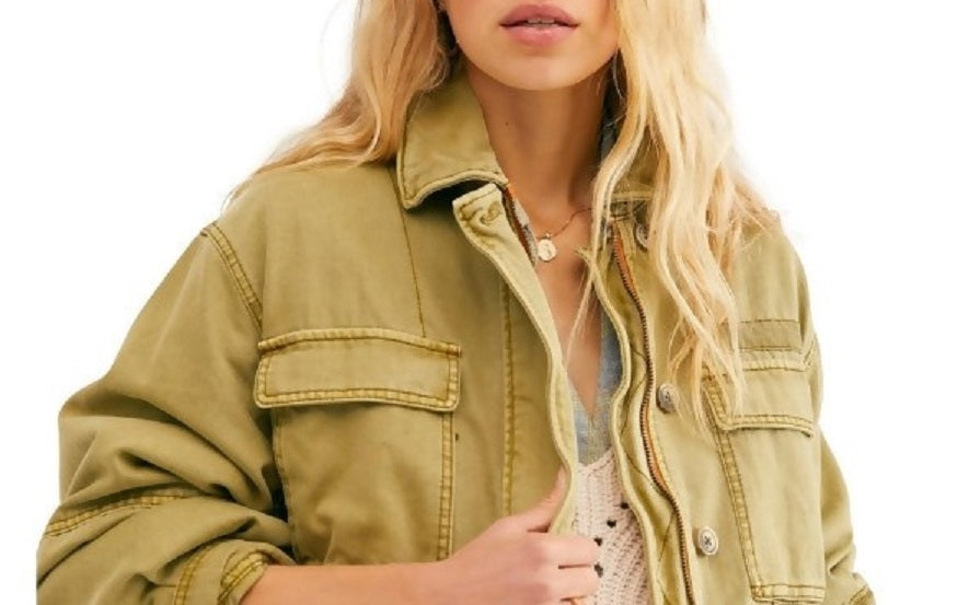 Free People Women's Seize The Day Jacket Green Size X-Small