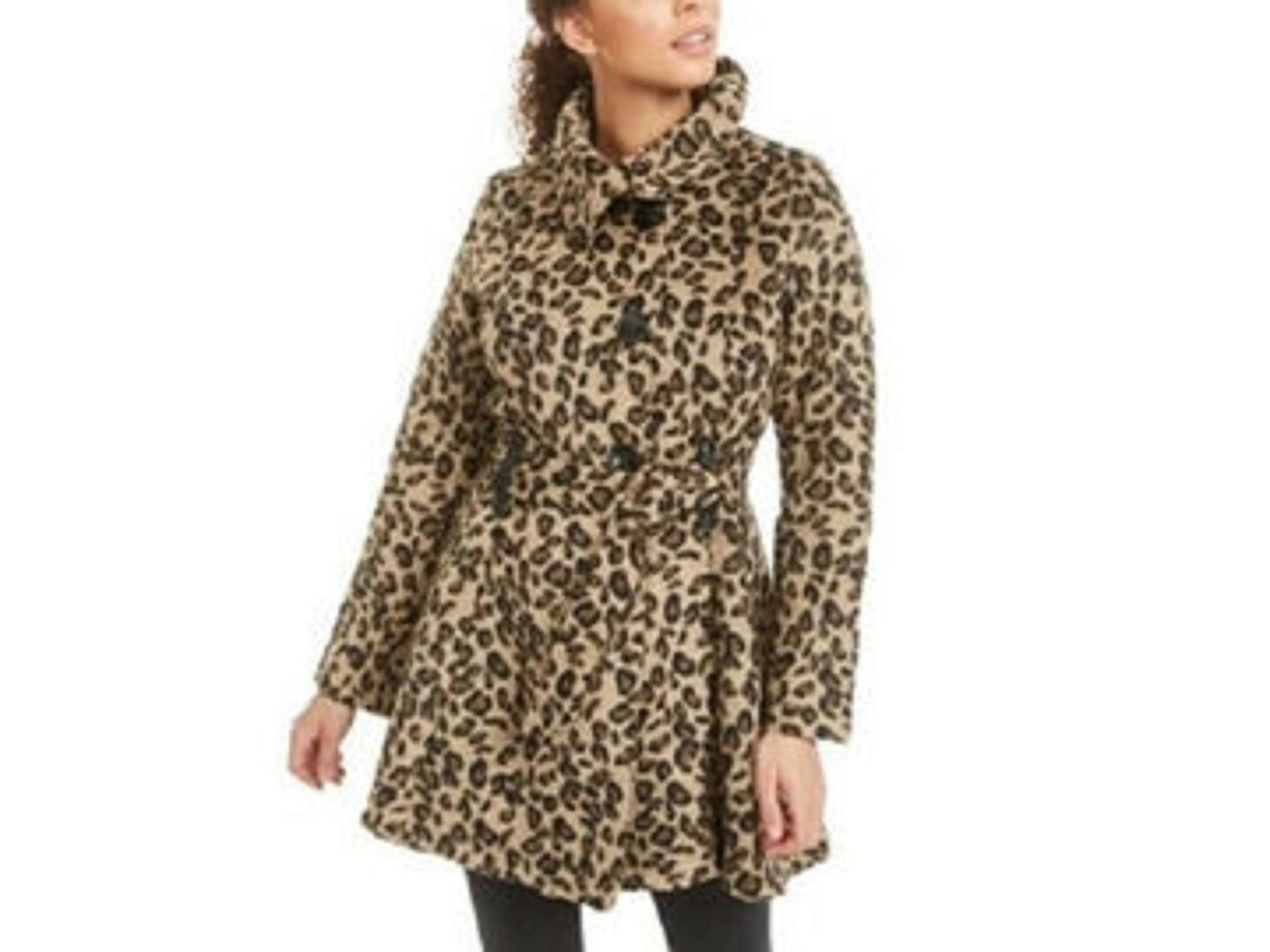 Madden Girl Juniors' Drama Skirted Coat Brown Size Large