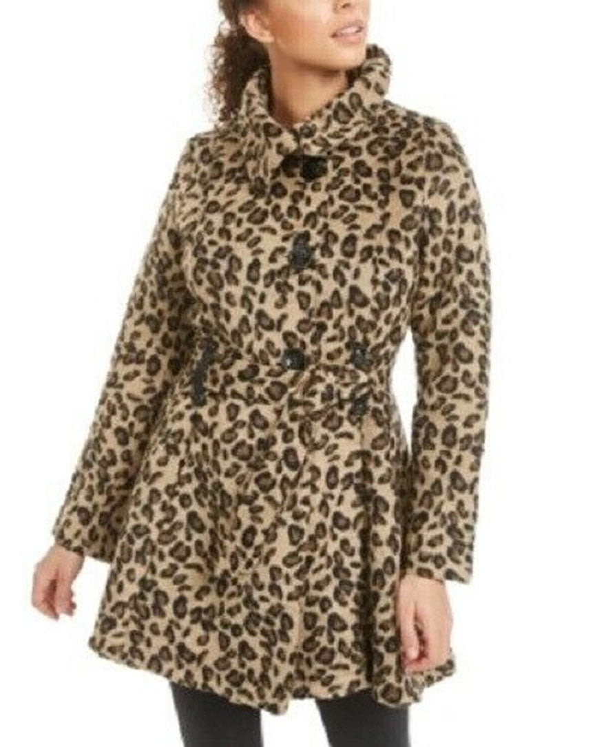 Madden Girl Juniors' Drama Skirted Coat Brown Size Extra Large