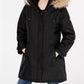 Madden Girl  Juniors' Hooded Faux-Fur-Trim Parka Black Size Small