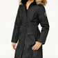 Madden Girl Junior's Faux-Fur-Trim Hooded Puffer Coat Black Size Large