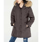 Madden Girl Junior's Faux-Fur-Trim Hooded Puffer Coat Olive Size Large
