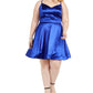 Teeze Me Juniors' Plus Size Satin Fit & Flare Dress Blue Size 22