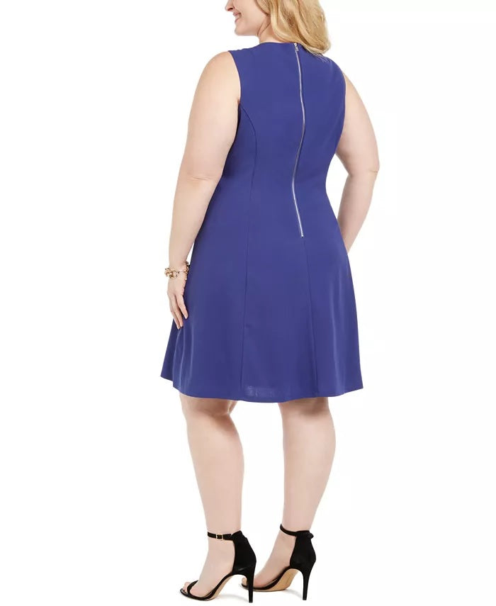 Teeze Me Women's Juniors' Plus Size Sleeveless Fit & Flare Dress Blue Size 22