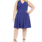 Teeze Me Juniors' Plus Size Sleeveless Fit & Flare Dress Navy Size 14