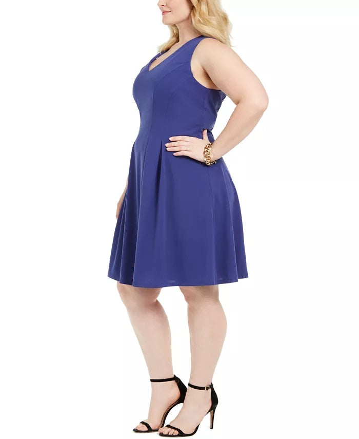 Teeze Me Juniors' Plus Size Sleeveless Fit & Flare Dress Navy Size 14