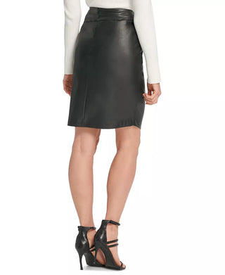 DKNY Women's Faux-Leather Skirt Black Size 10