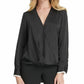DKNY Women's V Neck Side Tie Wrap Top Black Size X-Large