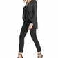 DKNY Women's V Neck Side Tie Wrap Top Black Size X-Large