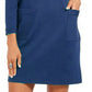 NY  Collection Women's Petite Patch-Pocket Shift Dress Blue Size Large