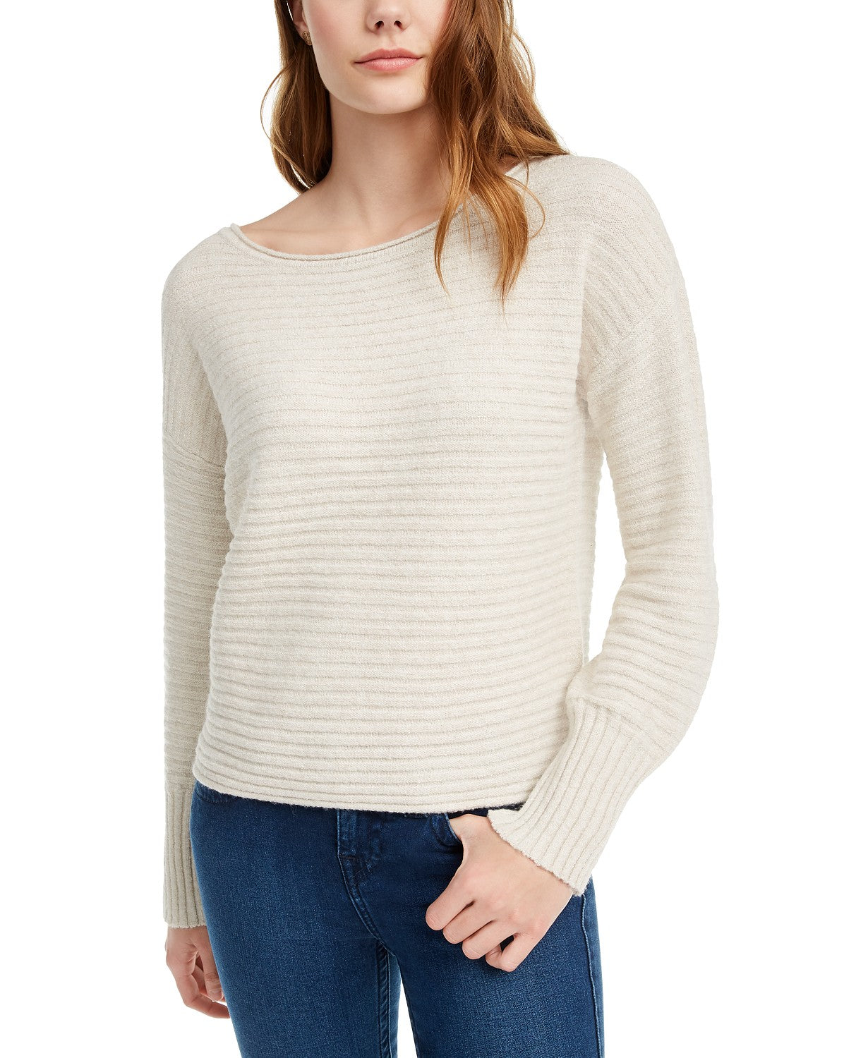 Pink Rose Juniors' Ribbed Sweater White Size Small