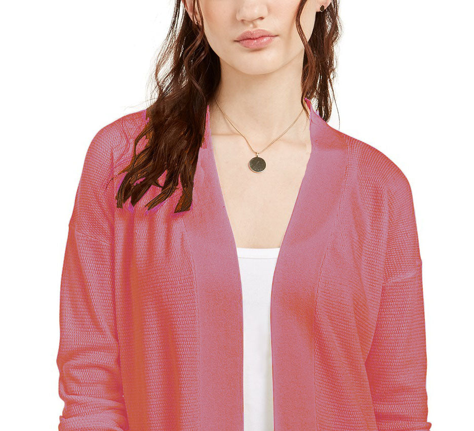 Pink Rose Women's Juniors' Open Cardigan Sweater Red Size Large