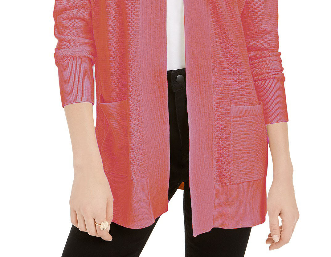 Pink Rose Women's Juniors' Open Cardigan Sweater Red Size Large