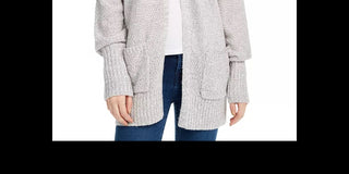 Pink Rose Junior's Open Front Cardigan Grey - Size Small