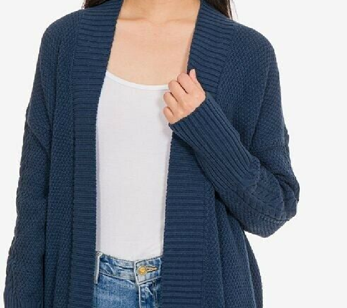 Pink Rose Women's Juniors' Textured Long Cardigan Blue Size Large