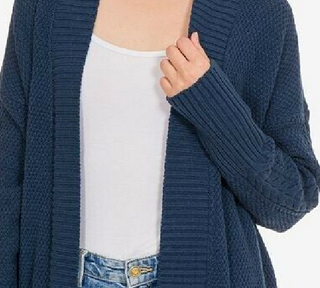 Pink Rose Women's Juniors' Textured Long Cardigan Blue Size Large