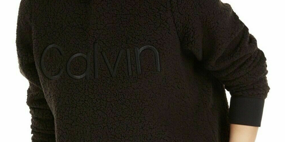 Calvin Klein Women's Performance Logo Fleece Hoodie Black Size Large