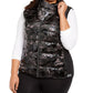 Calvin Klein Woemn' Plus Printed Puffer Vest Black Size XExtra Large