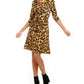 NY Collection Women's Petite Printed Twisted Zip-Neck Dress Yellow Size Large