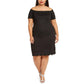 Monteau Women's Trendy Plus Size Scalloped Off-The-Shoulder Dress Black Size 2X