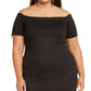 Monteau Women's Trendy Plus Size Scalloped Off-The-Shoulder Dress Black Size 2X