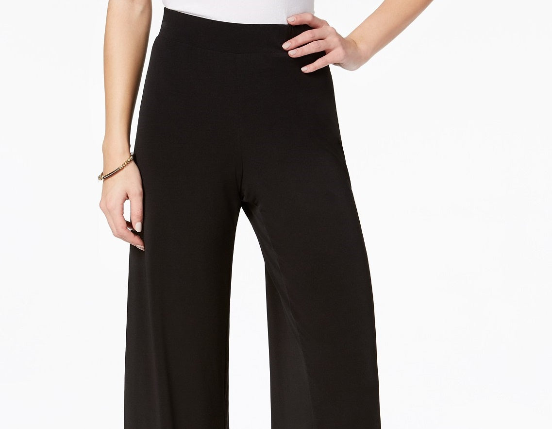 NY Collection Women's Petite Wide-Leg Palazzo Black Size Petite Large