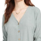 Hippie Rose Juniors' Tie-Front Button-Up Top Green Size Medium