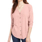 Hippie Rose Juniors' Tie-Front Button-Up Top Pink Size Large