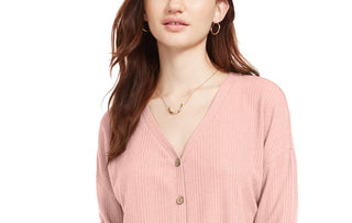 Pink Rose Hippie Rose Juniors' Tie-Front Button-Up Top Pink Size Small