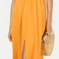 Monteau Women's Petite Split-Hem A-Line Maxi Dress Yellow Size Petite X-Large
