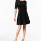 Monteau Petite Women's Scalloped-Neck Fit & Flare Dress Black Size Large