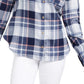 Polly & Esther Juniors'  Plaid Utility Shirt Blue Size Small