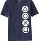 Ripple Junction Men's Playstation Buttons Graphic T-Shirt Blue Size Small