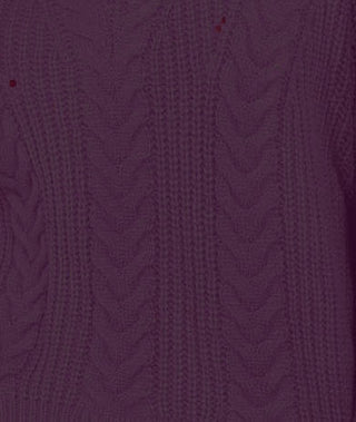 Crave Fame Women's Lace-Up Back Cable Sweater Purple Size Large