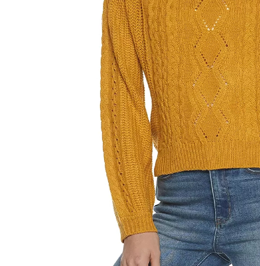 Almost Famous Juniors' Lace-Up Sweater Yellow Size Large