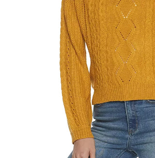 Almost Famous Juniors' Lace-Up Sweater Yellow Size Large