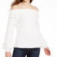 Almost Famous Women's Juniors' Off-The-Shoulder Sweater White Size Large