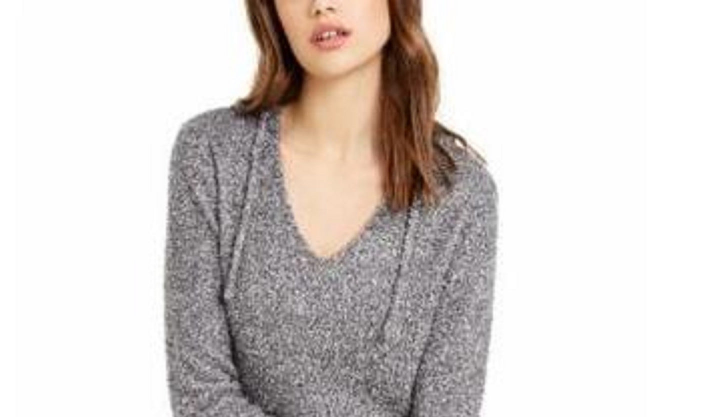 Crave Fame Juniors' Marled Fuzzy Pullover Hoodie Brown Size X-Large