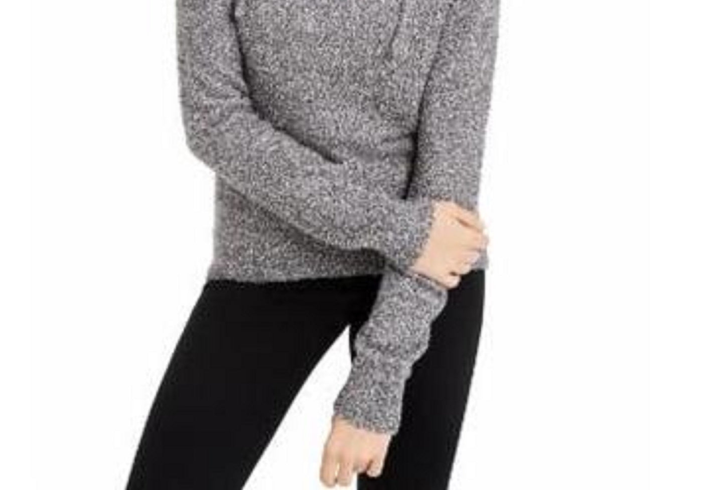 Crave Fame Juniors' Marled Fuzzy Pullover Hoodie Brown Size X-Large