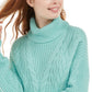 Crave Fame Juniors' Turtleneck Cable Knit Sweater Blue Size Medium
