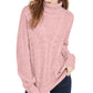 Crave Fame Juniors' Turtleneck Cable Knit Sweater Pink Size Medium